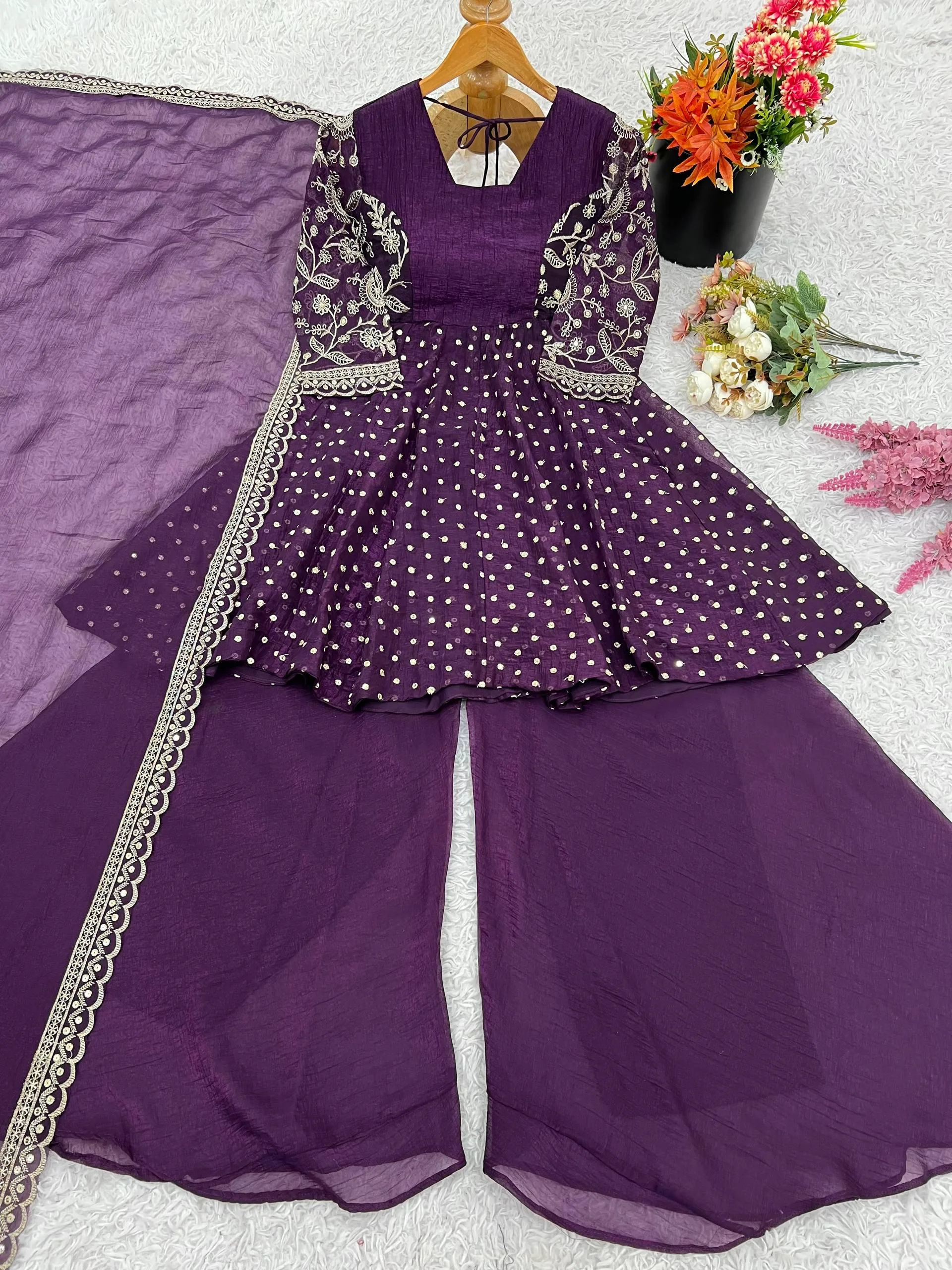 ZSR-3134 Women's Ethnic Wear Crunchy Silk Set | Embroidery - Design Number 1